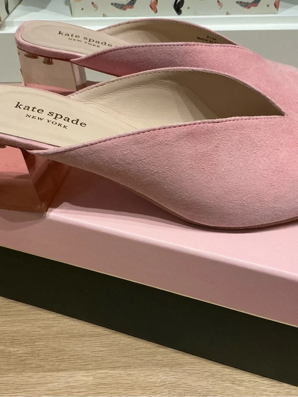 kate spade Rococo Pink Suede V-Cut Slide Mules